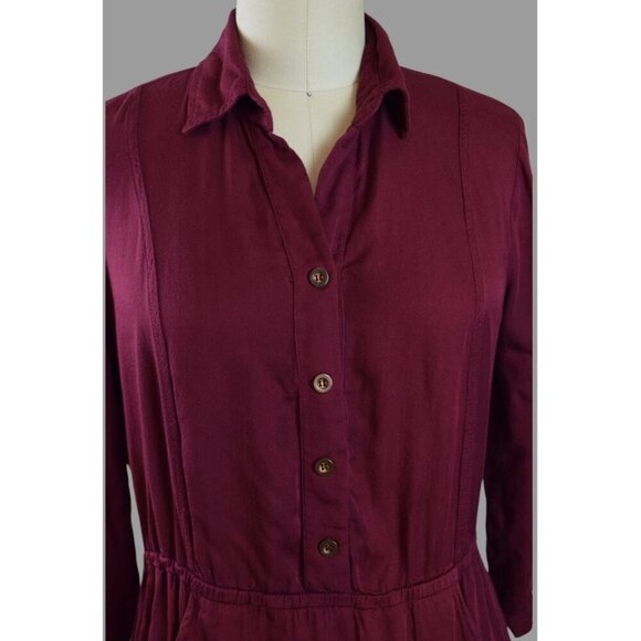 CACHAREL FRENCH MAROON BUTTON FRONT SHIRT DRESS - Picture 2 of 7